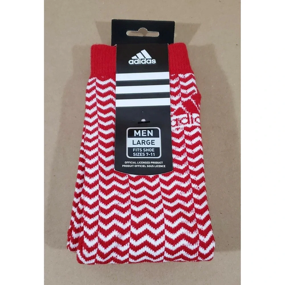 Adidas Men's‎ Large (7-11) Wisconsin Badgers NCAA Red/White Stocking Socks NEW